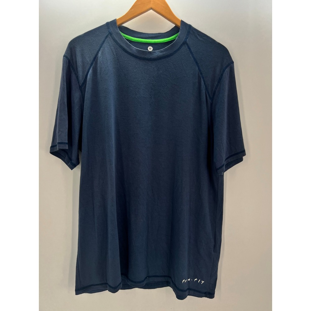Free Fly Mens Bamboo Performance T-Shirt Navy Blue Short Sleeve Raglan Size M